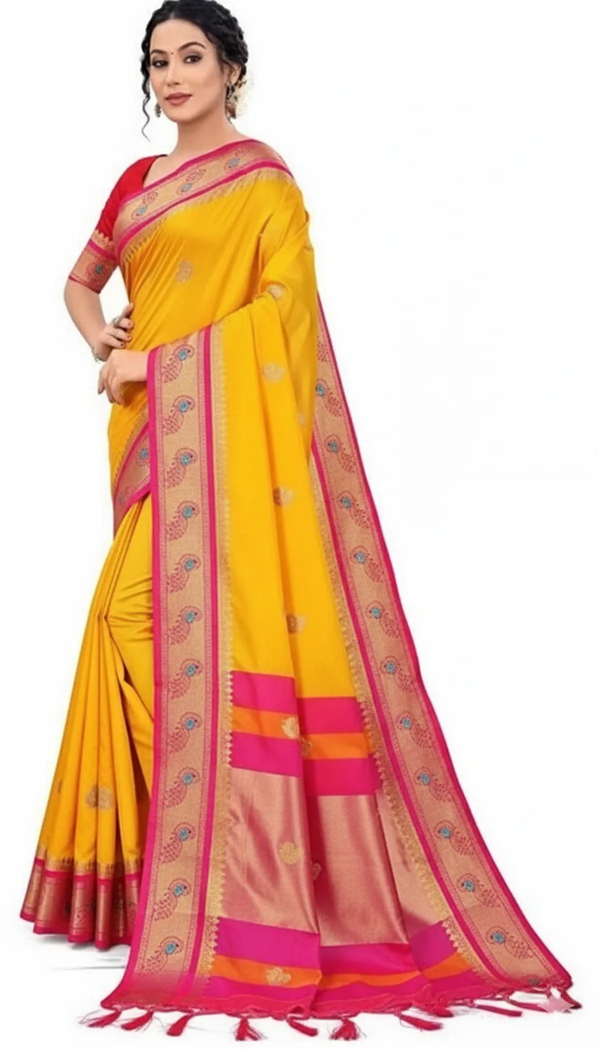 Mango Pink Soft Cotton Silk Petal Dream Saree For Women
